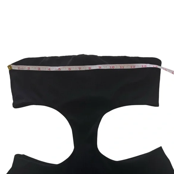 SUPERDOWN‎ Darcey Cut Out Jumpsuit Ribbed Black Strapless Flare Event Medium M - Picture 11 of 16